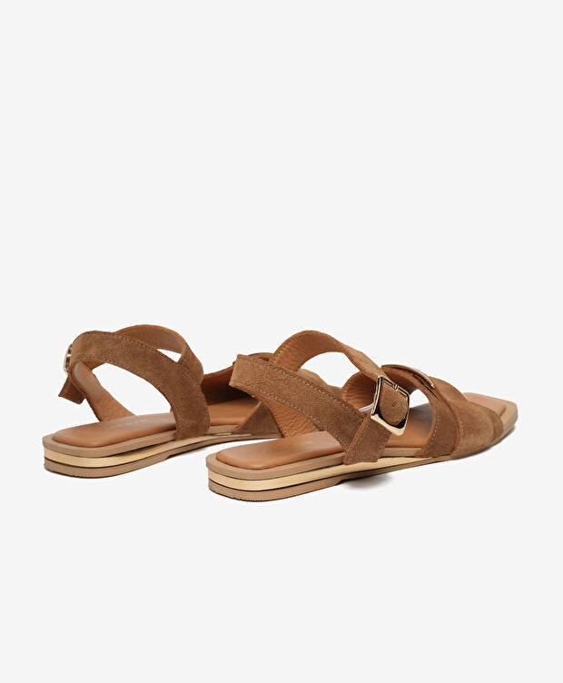 Kadın Sigaro Süet Hakiki Deri Sandalet - 4