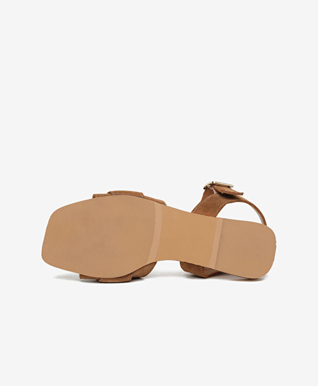 Kadın Sigaro Süet Hakiki Deri Sandalet - 6