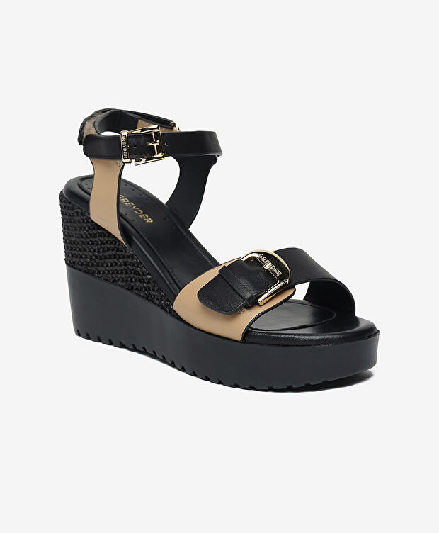 Kadın Siyah Hakiki Deri Topuklu Sandalet - 2