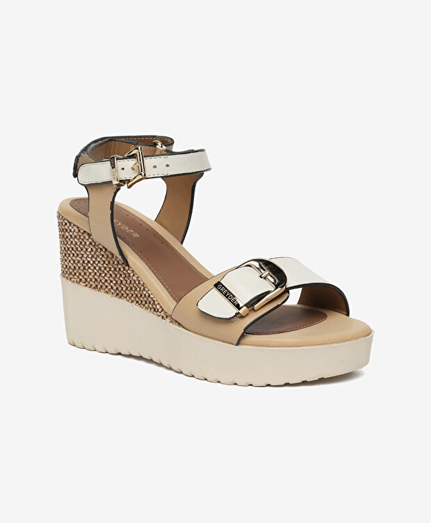 Kadın Kirli Beyaz Hakiki Deri Topuklu Sandalet - 2