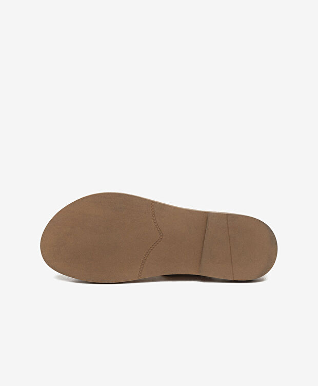 Kadın Bej Süet Hakiki Deri Sandalet - 6