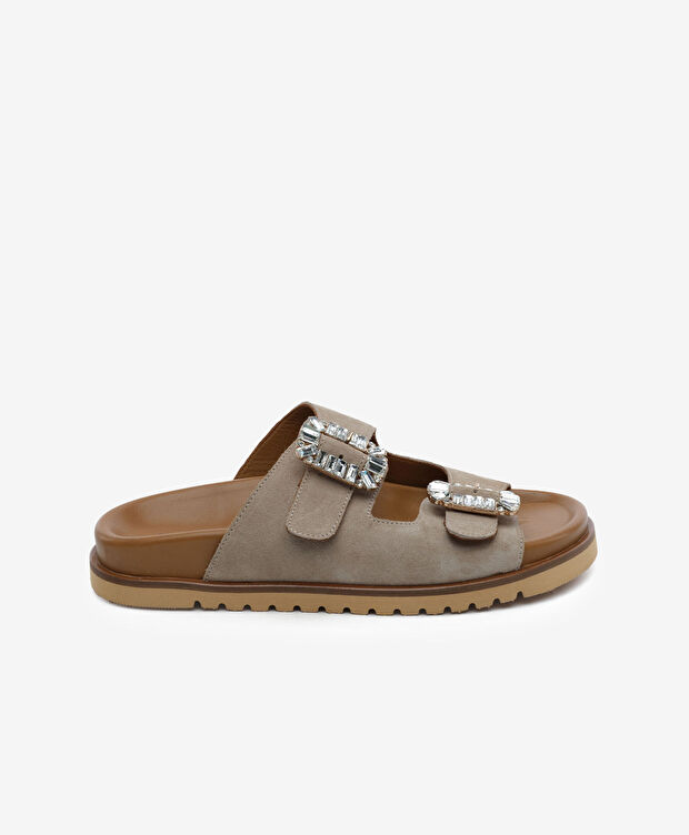 Kadın Bej Süet Hakiki Deri Terlik - 1