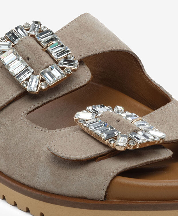 Kadın Bej Süet Hakiki Deri Terlik - 5