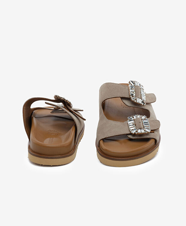 Kadın Bej Süet Hakiki Deri Terlik - 7