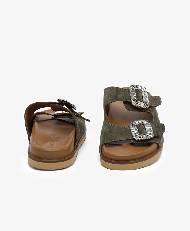 Kadın Haki Süet Hakiki Deri Terlik - 7