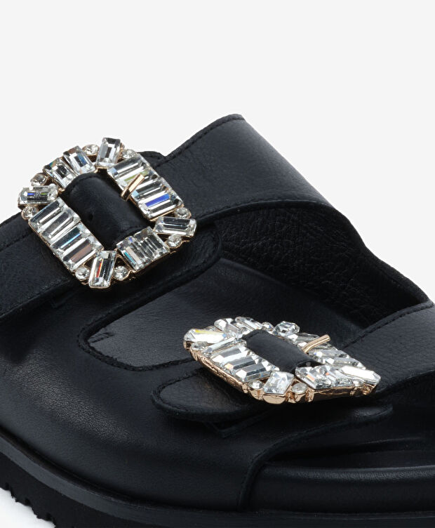 Kadın Siyah Hakiki Deri Terlik - 5