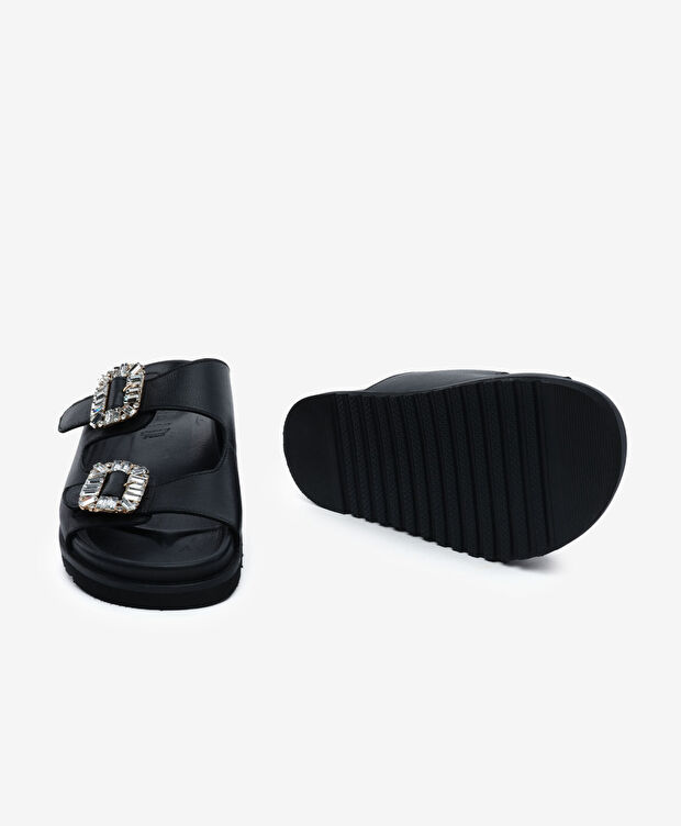 Kadın Siyah Hakiki Deri Terlik - 6