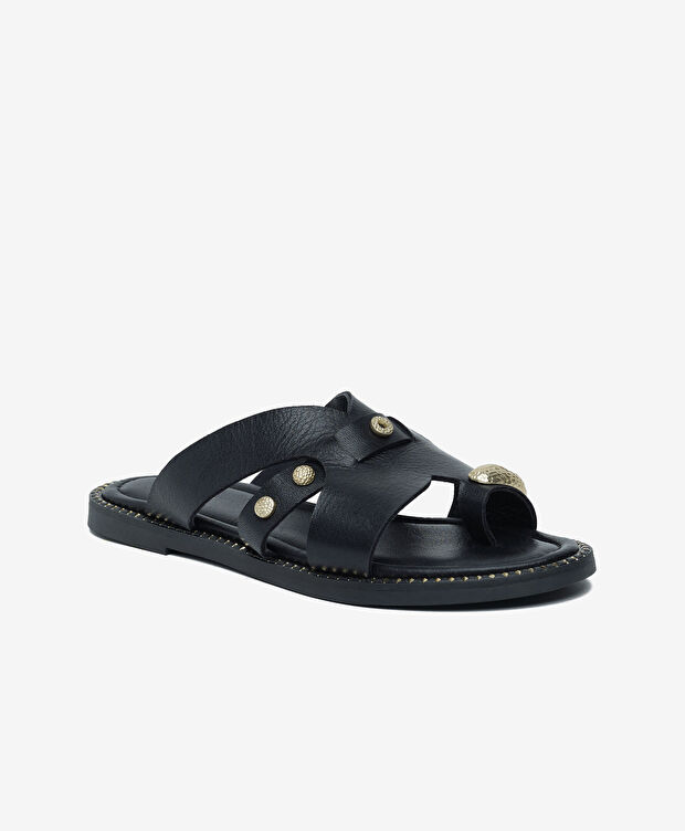 Kadın Siyah Hakiki Deri Terlik - 2