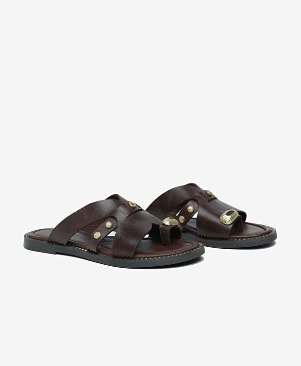 Kadın Kahverengi Hakiki Deri Terlik - 3