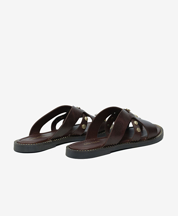 Kadın Kahverengi Hakiki Deri Terlik - 4