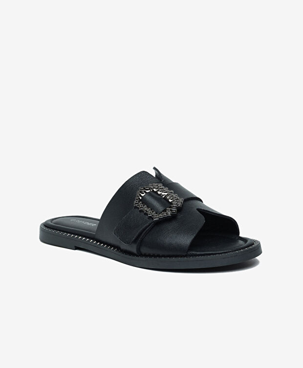 Kadın Siyah Hakiki Deri Terlik - 2