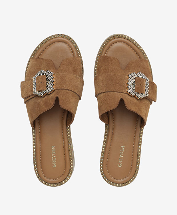 Kadın Sigaro Süet Hakiki Deri Terlik - 5