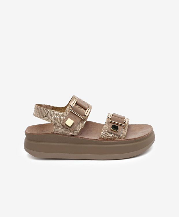 Kadın Pembe Yılan Hakiki Deri Sandalet - 1