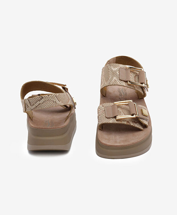 Kadın Pembe Yılan Hakiki Deri Sandalet - 7