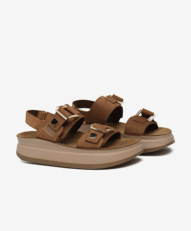 Kadın Sigaro Nubuk Hakiki Deri Sandalet - 3