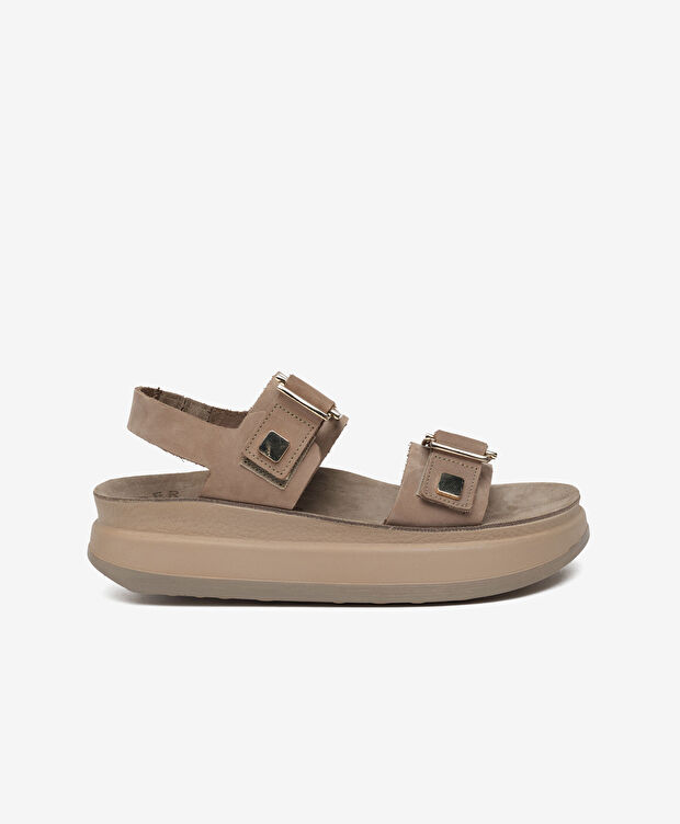 Kadın Kahverengi Nubuk Hakiki Deri Sandalet - 1