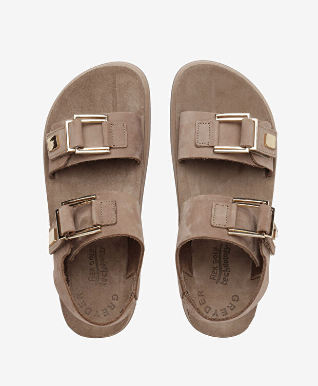 Kadın Kahverengi Nubuk Hakiki Deri Sandalet - 5