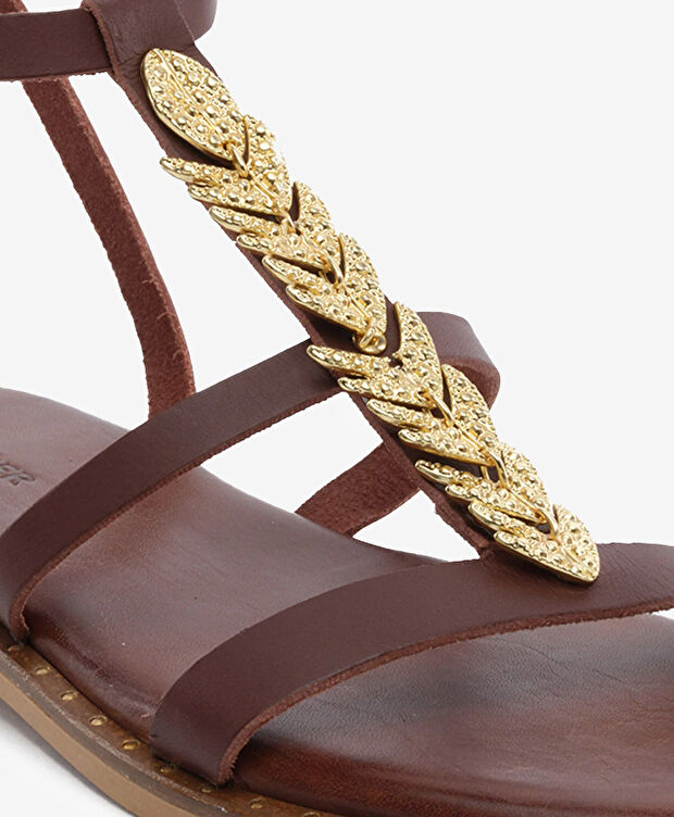 Kadın Kahverengi Hakiki Deri Sandalet - 5