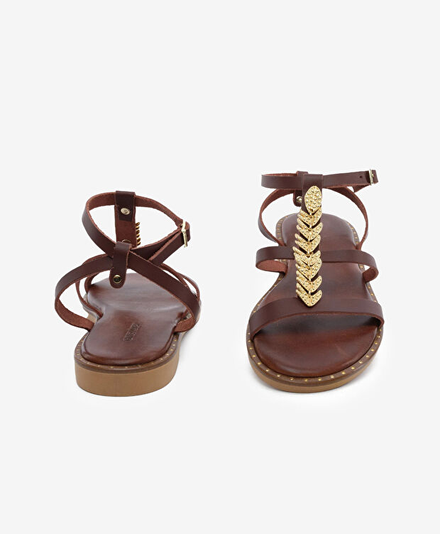 Kadın Kahverengi Hakiki Deri Sandalet - 7