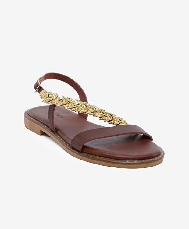 Kadın Kahverengi Hakiki Deri Sandalet - 2