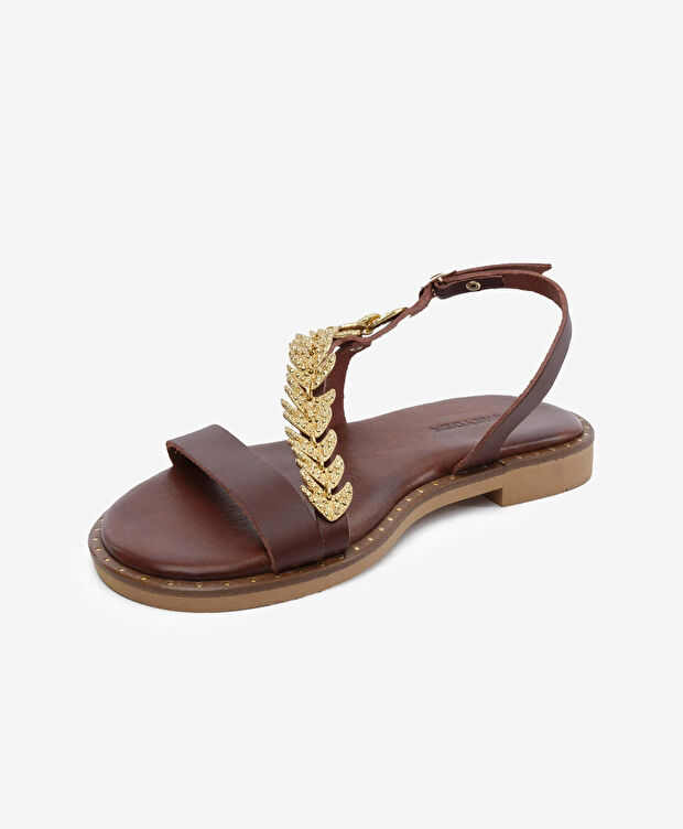 Kadın Kahverengi Hakiki Deri Sandalet - 3