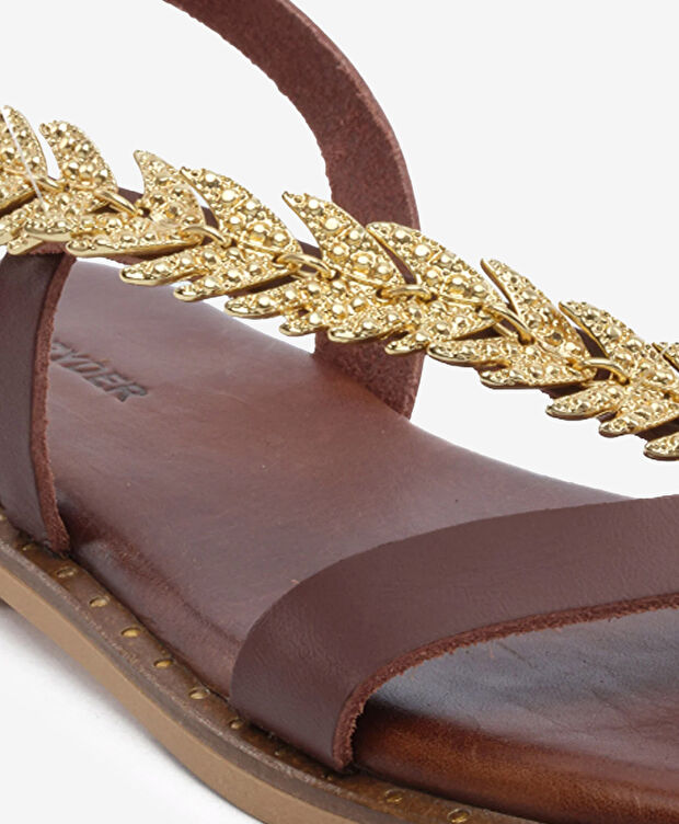 Kadın Kahverengi Hakiki Deri Sandalet - 5