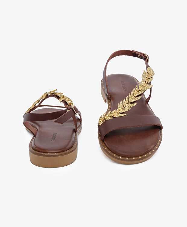 Kadın Kahverengi Hakiki Deri Sandalet - 7