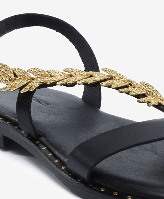 Kadın Siyah Hakiki Deri Sandalet - 5