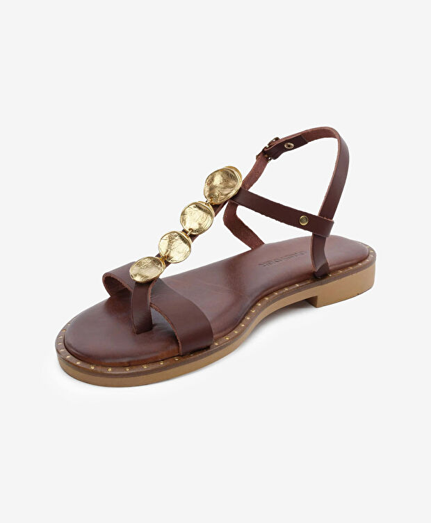 Kadın Kahverengi Hakiki Deri Sandalet - 3