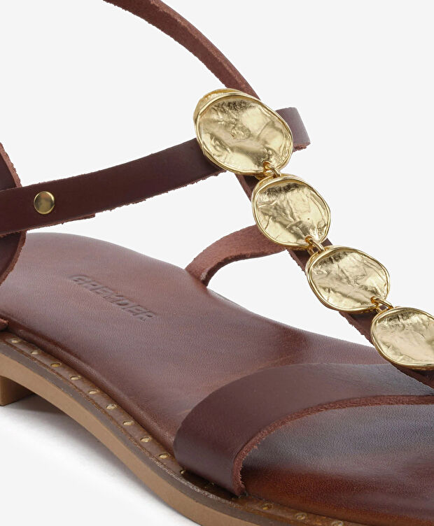 Kadın Kahverengi Hakiki Deri Sandalet - 5