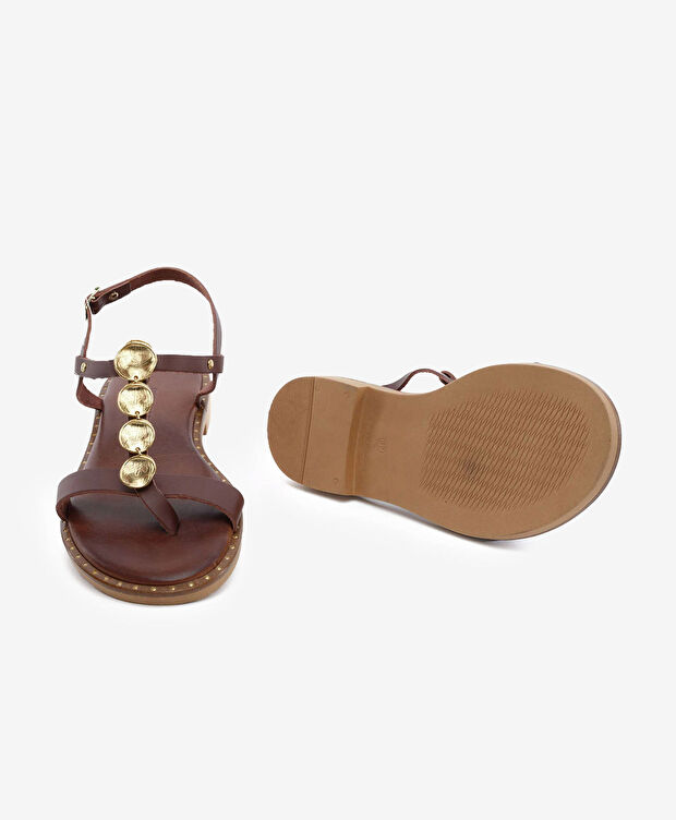 Kadın Kahverengi Hakiki Deri Sandalet - 6