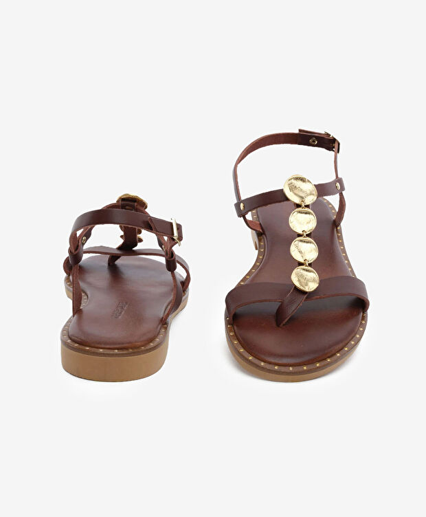 Kadın Kahverengi Hakiki Deri Sandalet - 7