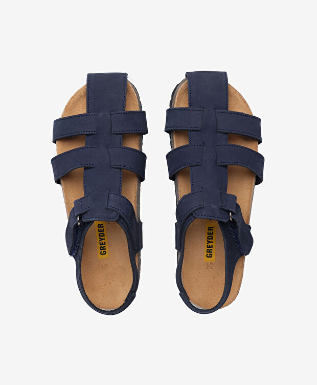Erkek Çocuk Lacivert Hakiki Deri Sandalet - 5