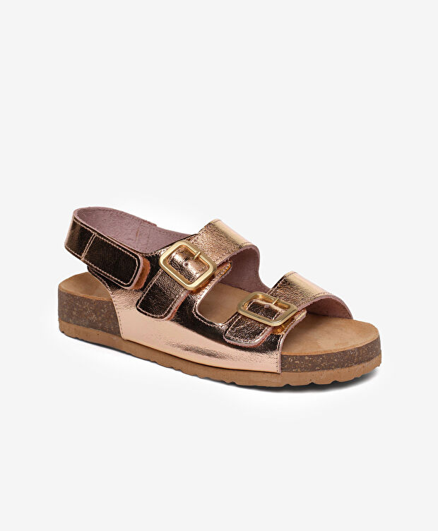 Kız Çocuk Hakiki Deri Bakır Sandalet - 2