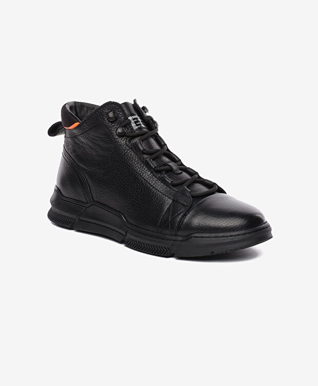 Erkek Siyah Hakiki Deri Sneaker Bot - 2