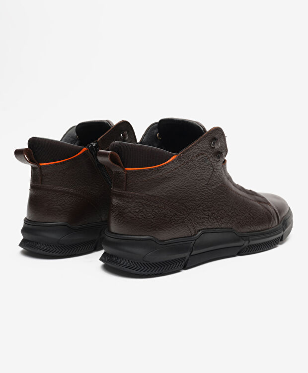 Erkek Kahverengi Hakiki Deri Sneaker Bot - 4