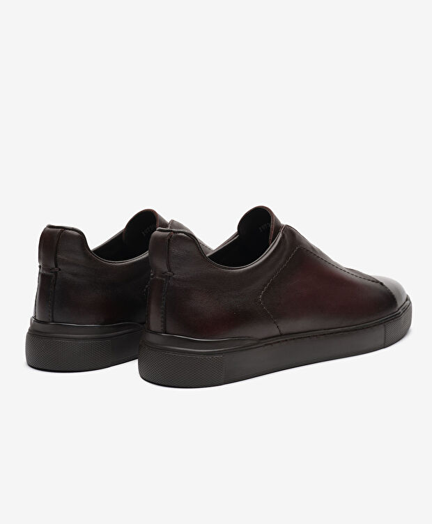 Erkek Kahverengi Hakiki Deri Sneaker Ayakkabı - 4