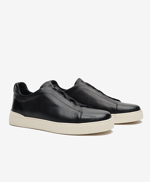Erkek Siyah Hakiki Deri Sneaker Ayakkabı - 3