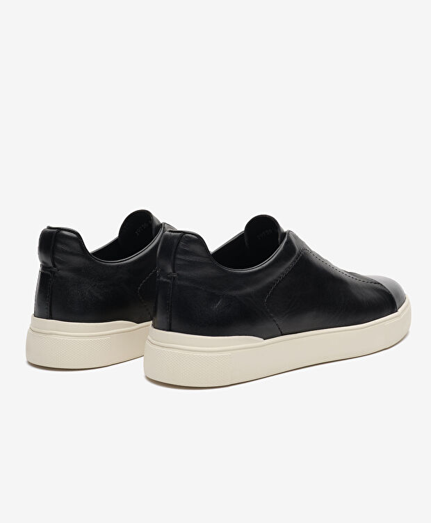 Erkek Siyah Hakiki Deri Sneaker Ayakkabı - 4
