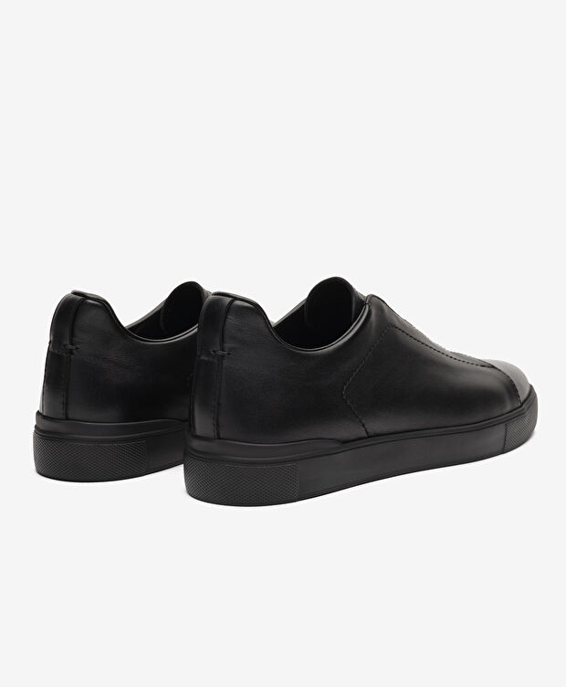 Erkek Siyah Hakiki Deri Sneaker Ayakkabı - 4