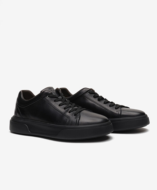 Erkek Siyah Hakiki Deri Sneaker Ayakkabı - 3