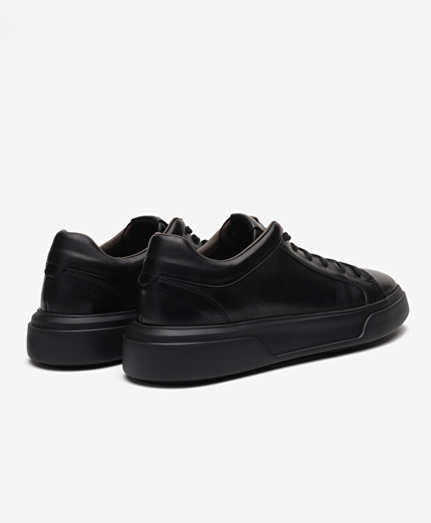 Erkek Siyah Hakiki Deri Sneaker Ayakkabı - 4