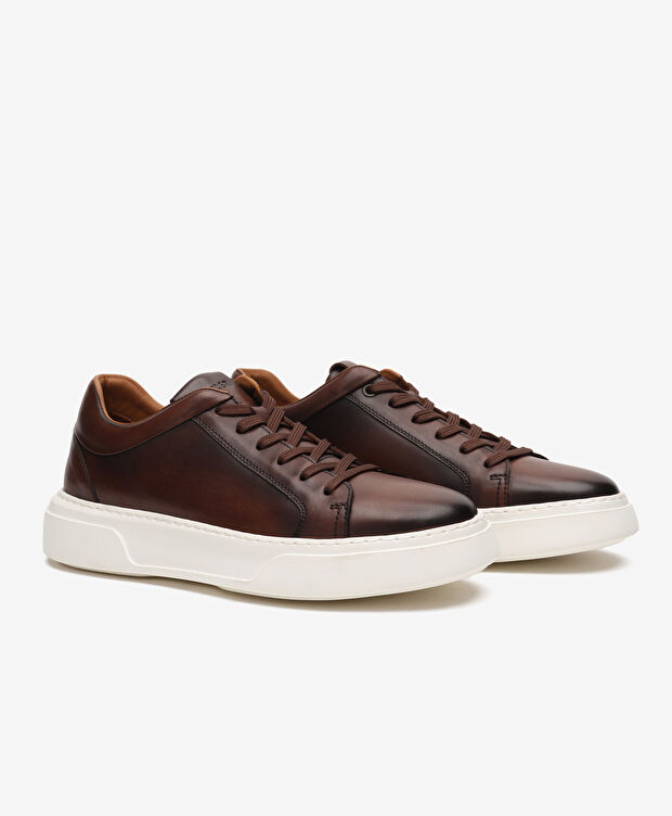 Erkek Kahverengi Hakiki Deri Sneaker Ayakkabı - 3