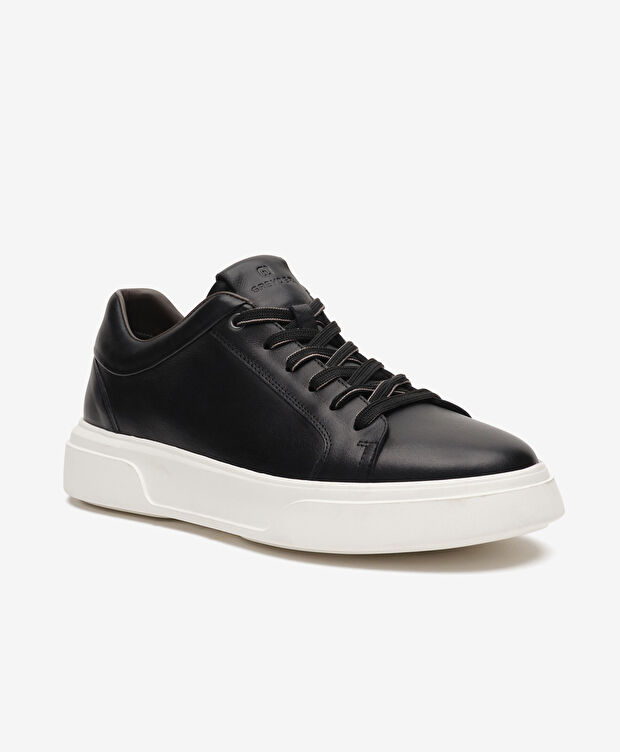 Erkek Siyah Hakiki Deri Sneaker Ayakkabı - 2