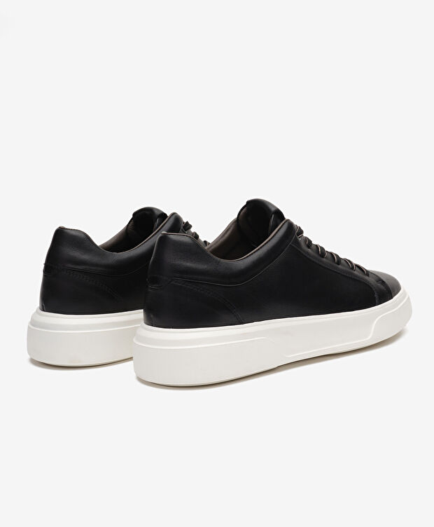 Erkek Siyah Hakiki Deri Sneaker Ayakkabı - 4
