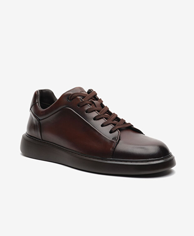 Erkek Kahverengi Hakiki Deri Sneaker Ayakkabı - 2