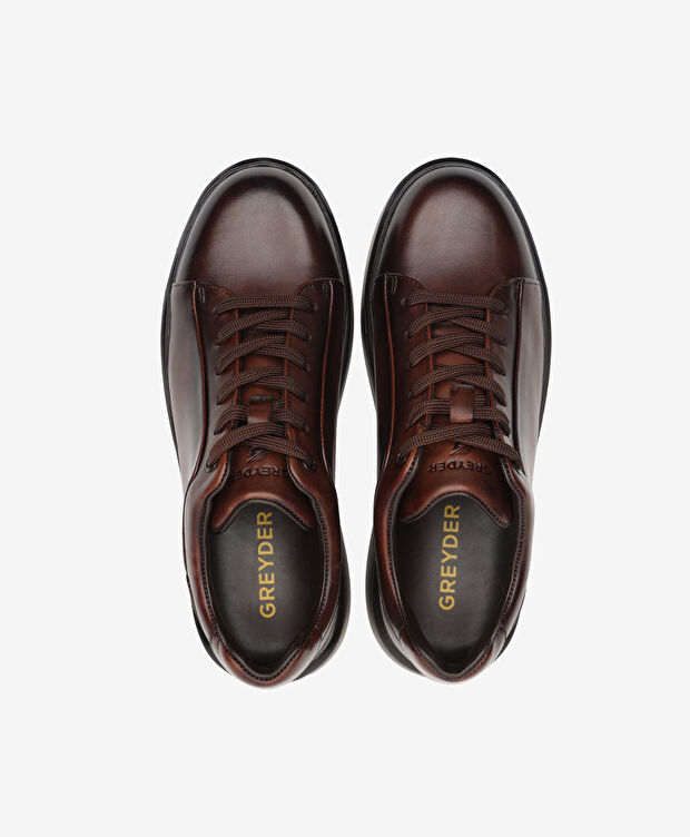 Erkek Kahverengi Hakiki Deri Sneaker Ayakkabı - 5