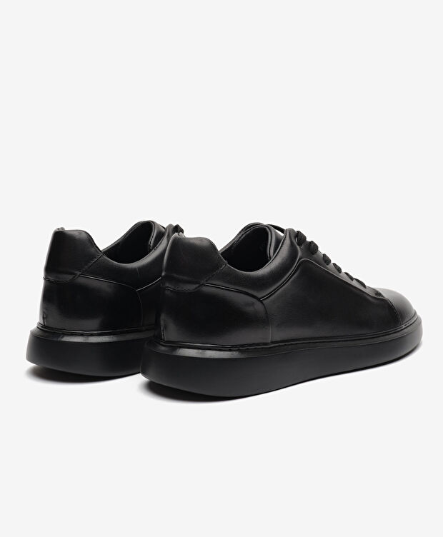 Erkek Siyah Hakiki Deri Sneaker Ayakkabı - 4