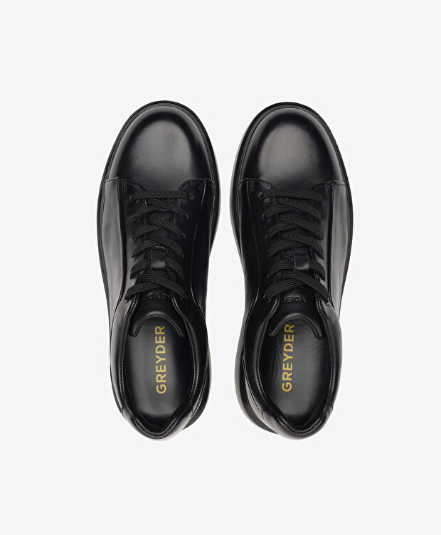 Erkek Siyah Hakiki Deri Sneaker Ayakkabı - 5