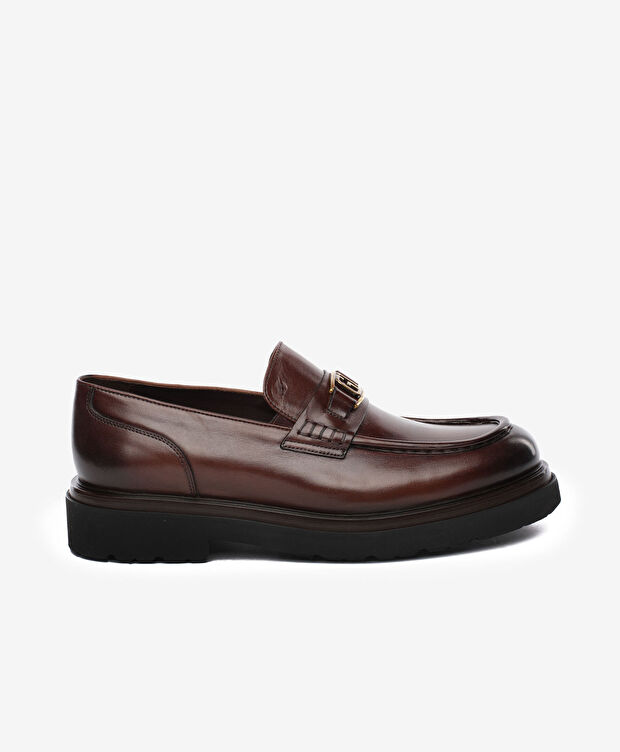 Erkek Kahverengi Hakiki Deri Loafer Ayakkabı - 1